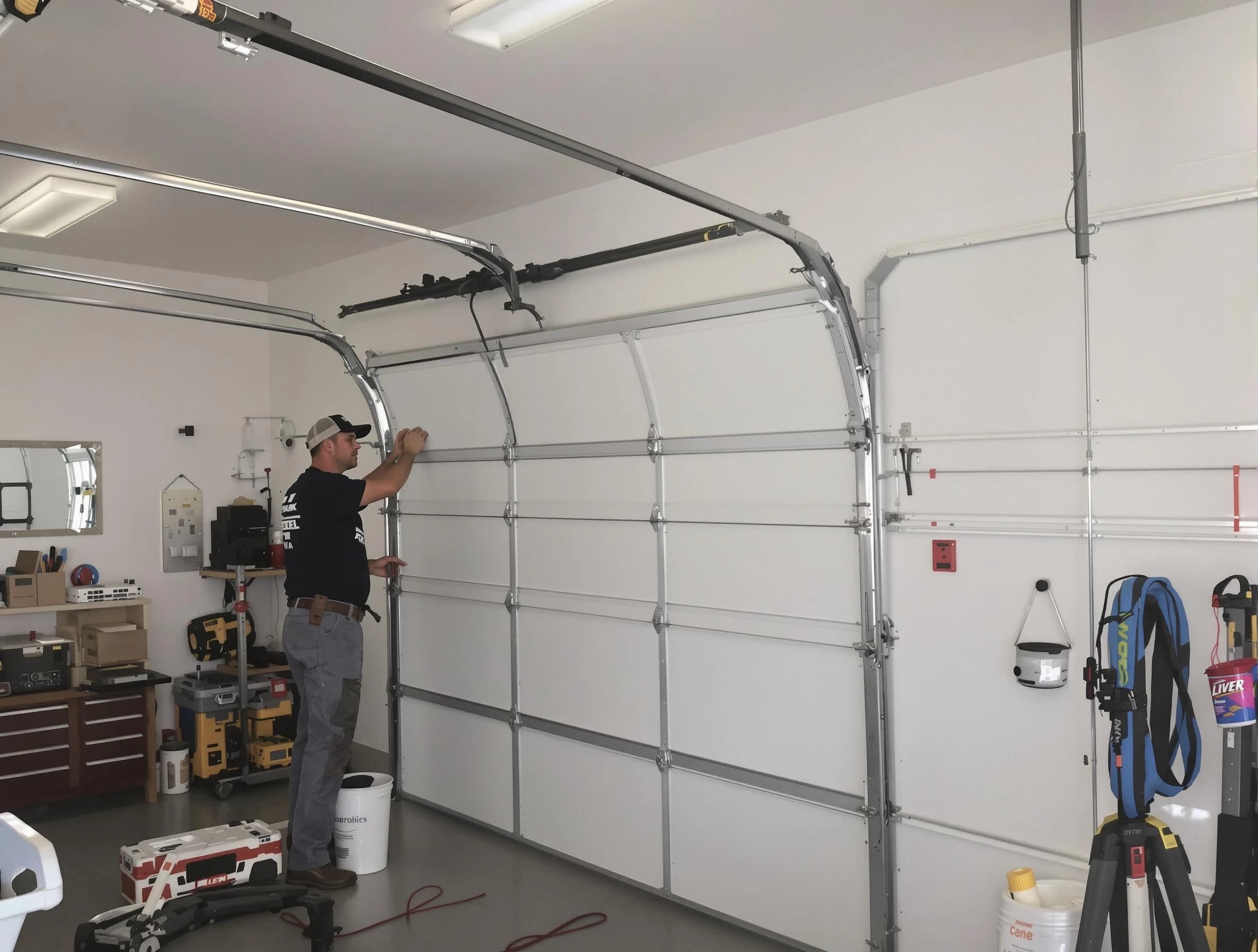 Los Lunas Garage Door Repair team installing new garage door in Los Lunas