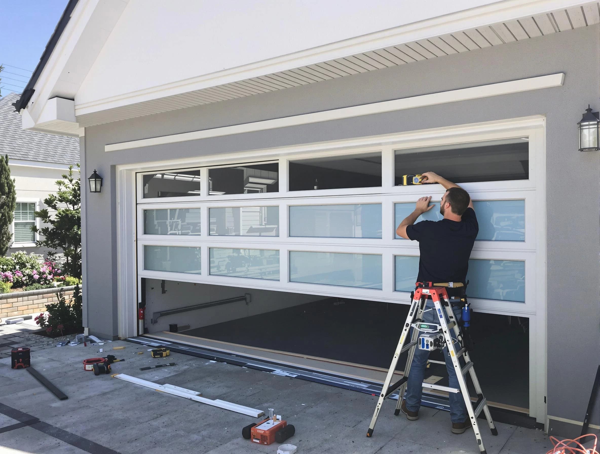 Los Lunas Garage Door Repair team performing garage door replacement in Los Lunas