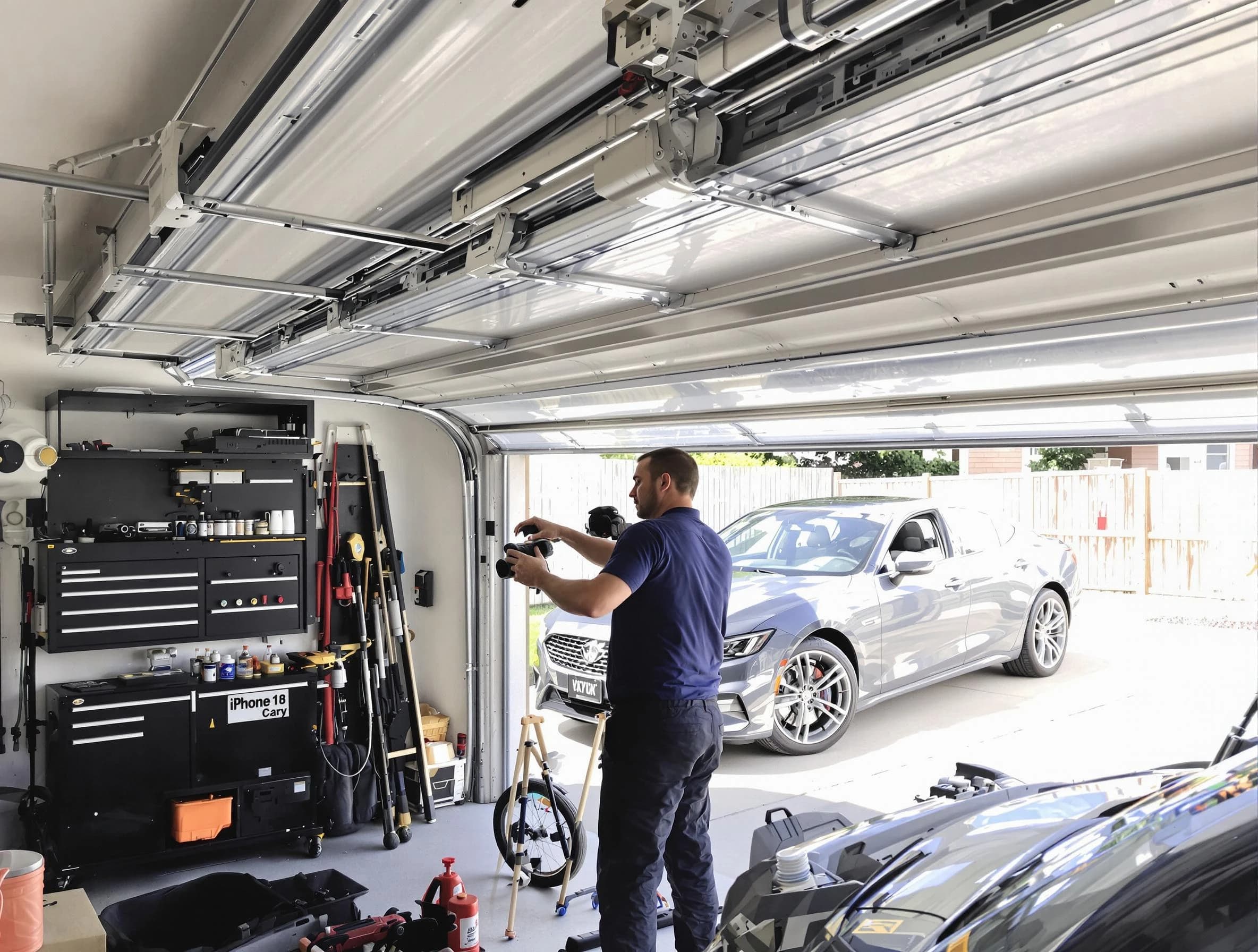 Los Lunas Garage Door Repair technician fixing noisy garage door in Los Lunas