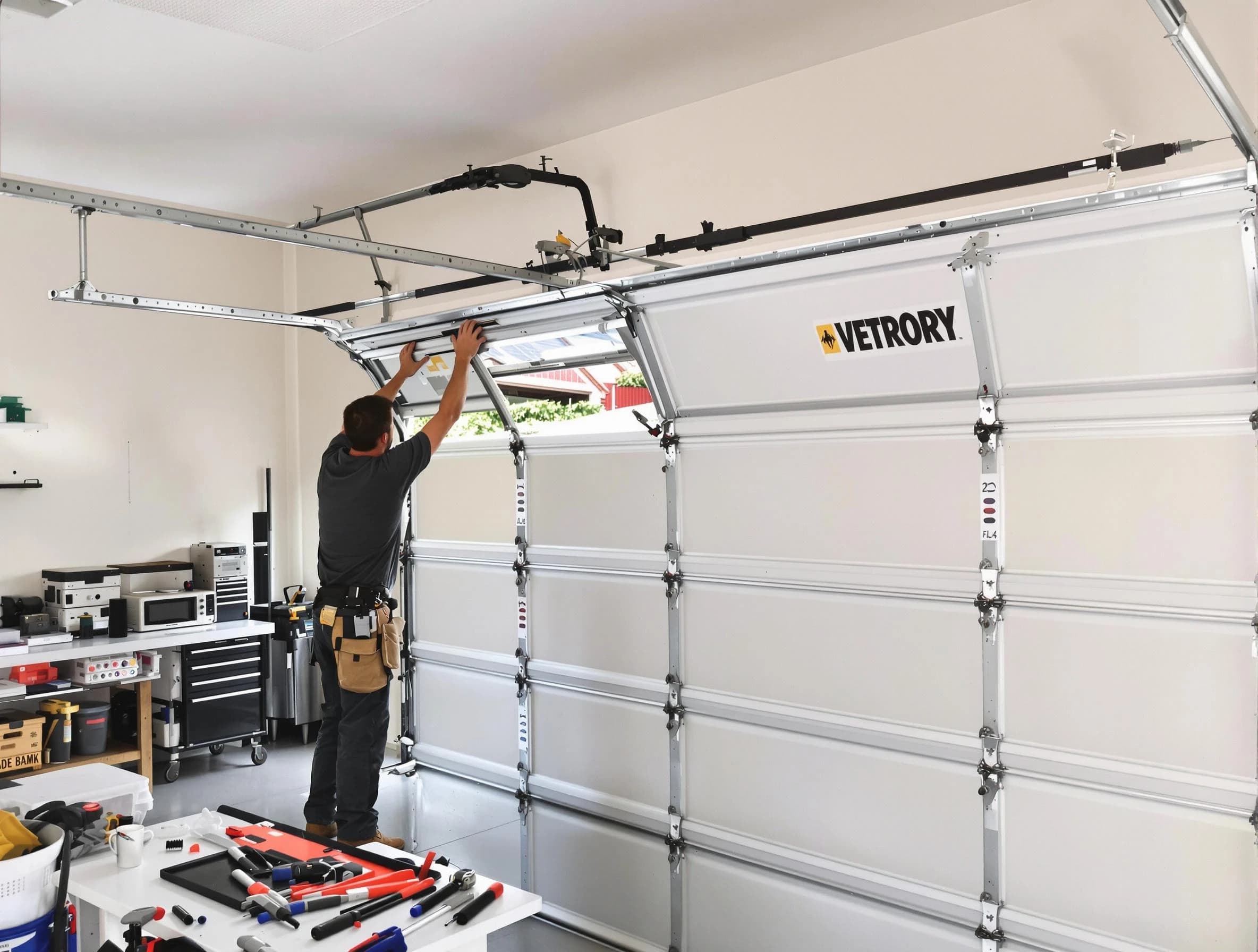 Los Lunas Garage Door Repair technician performing section replacement in Los Lunas