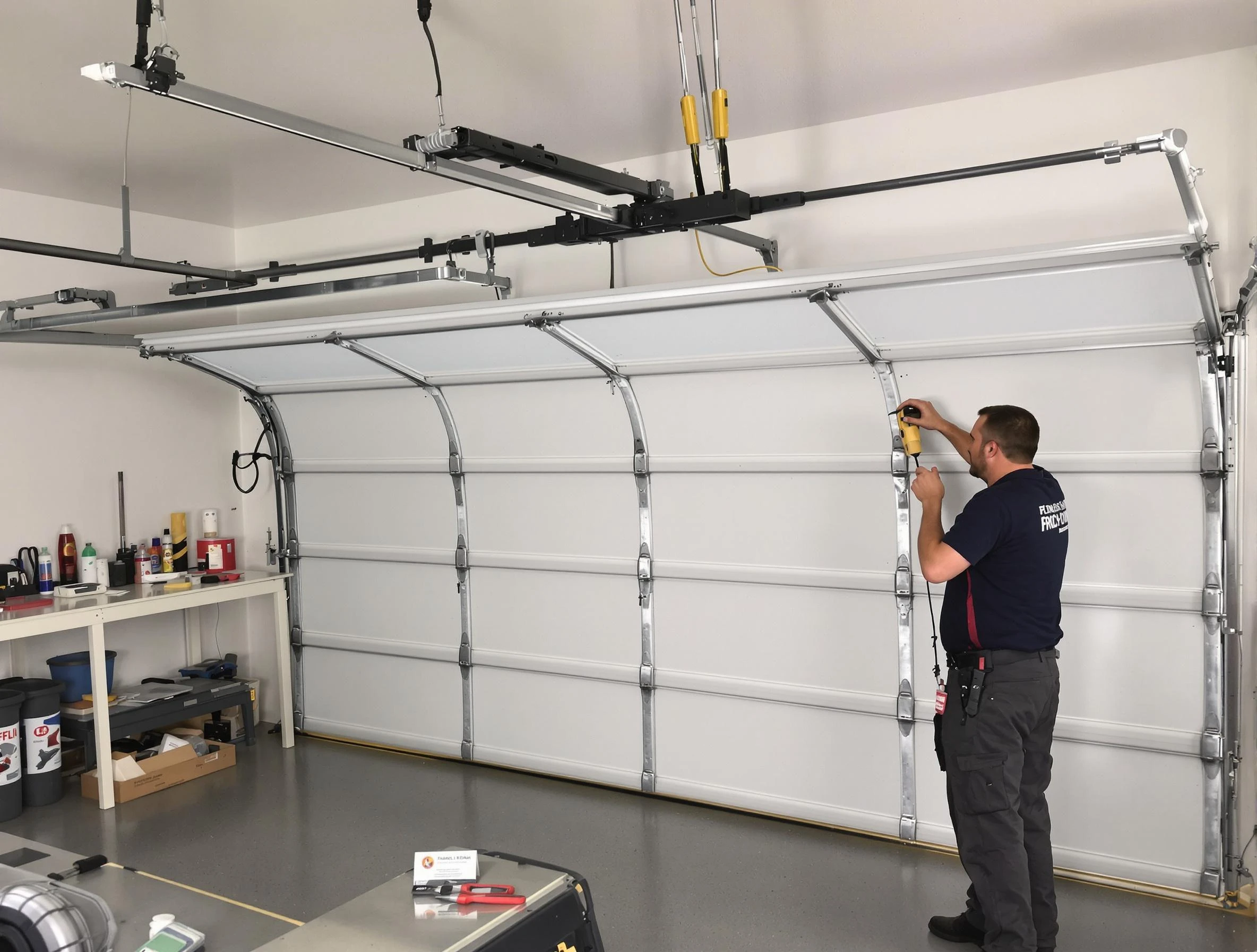 Los Lunas Garage Door Repair certified technician performing overhead door system repair in Los Lunas