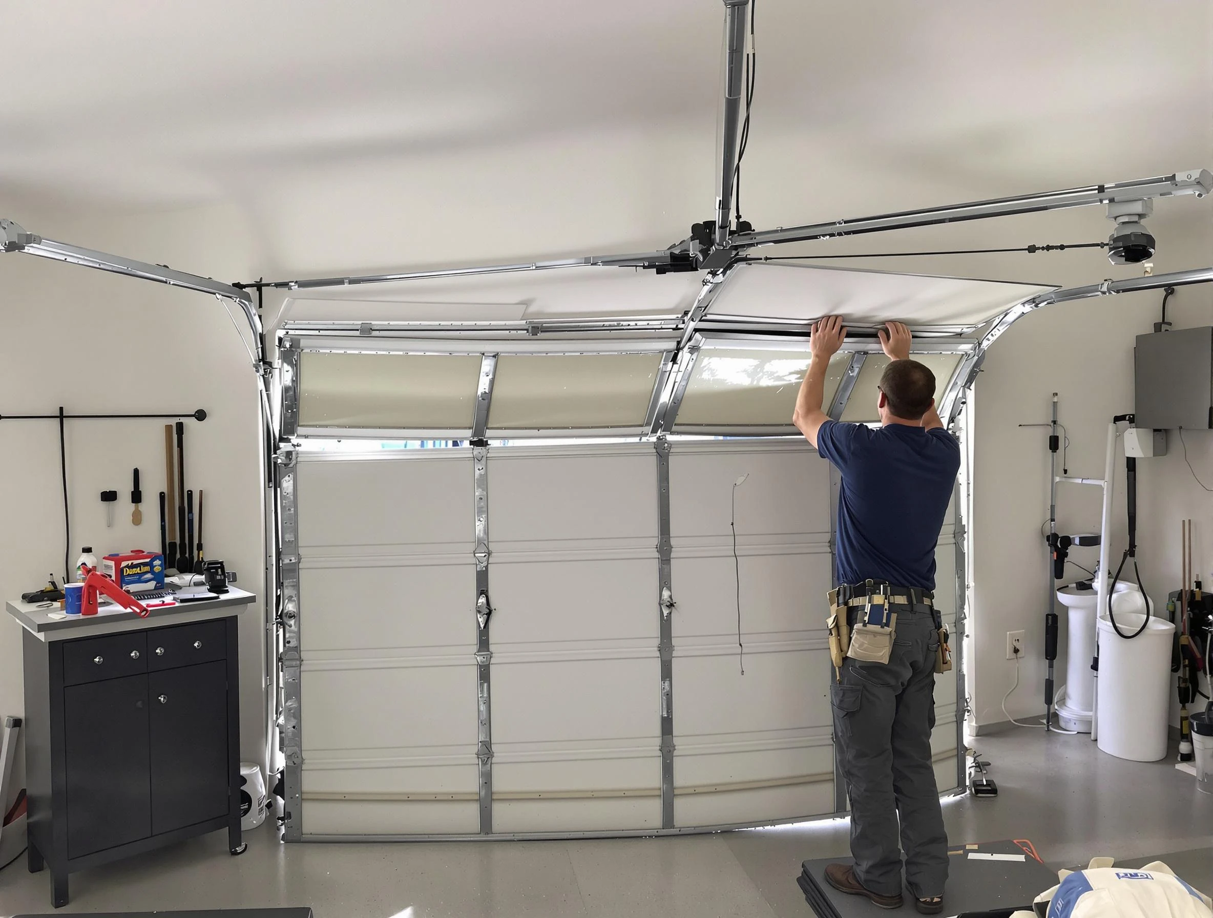 Los Lunas Garage Door Repair specialist performing precise section replacement on Los Lunas garage door